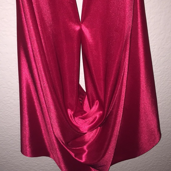 Red silky halter with front draping - Picture 3 of 4